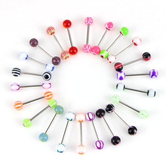 Acrylic surgical steel tongue ring